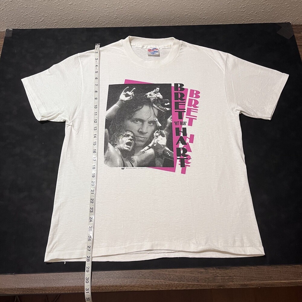 Vintage Bret Hitman Hart Shirt WWF Single Stitch USA 90s Championship Wrestling